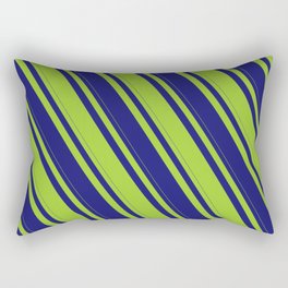 [ Thumbnail: Midnight Blue & Green Colored Lines Pattern Rectangular Pillow ]