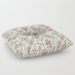 Oriental Jungle Flowers (Blue & Beige)  Floor Pillow