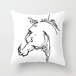 Horse head, line art sketch Throw Pillow