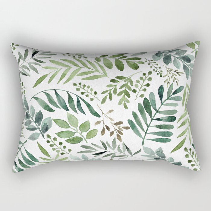 Botanical leaves -Watercolor   Rectangular Pillow