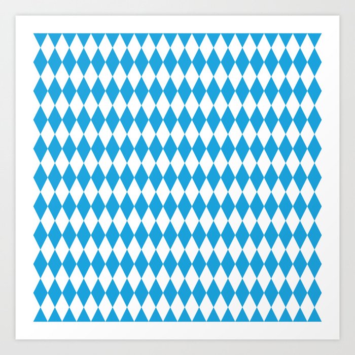 Oktoberfest Bavarian Blue and White Small Diagonal Diamond Pattern Leggings  by PodArtist