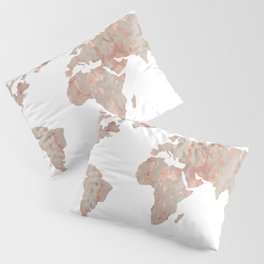 World Map Marble Rose Gold Shimmer Pillow Sham