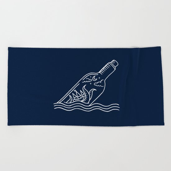 Kraken in a bottle Beach Towel