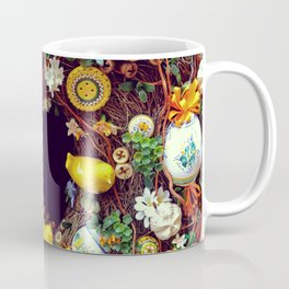 Typical czech wreath with flowers, birds and eggs in Prague	 Coffee Mug
