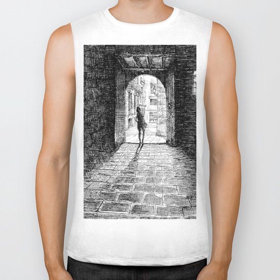 Light - Black ink Biker Tank