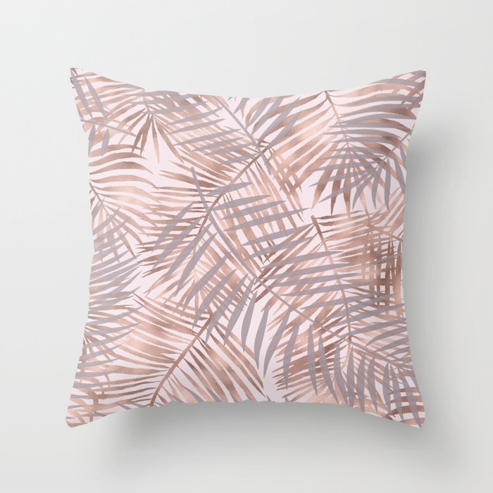 Shady rose gold palms Throw Pillow