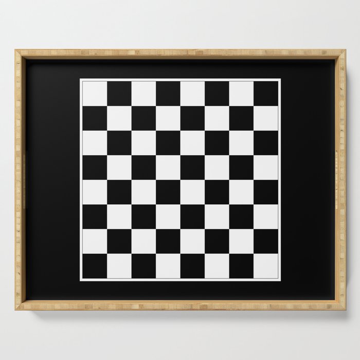 Vintage Chessboard & Checkers - Black & White Serving Tray