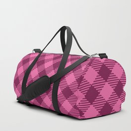 Retro Valentine's gingham check burgundy pink pattern Duffle Bag