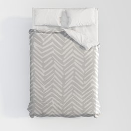 Abstract Herringbone, Striped Pattern, Gray and White Duvet Cover