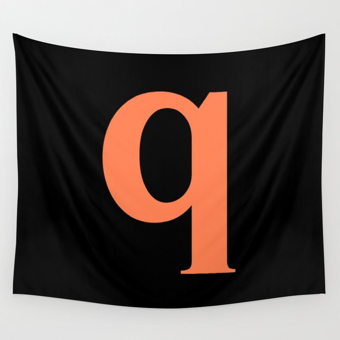 q (CORAL & BLACK LETTERS) Wall Tapestry