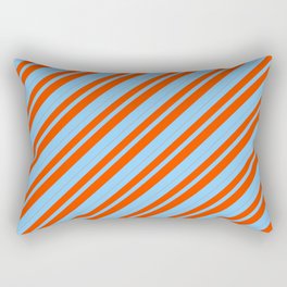 [ Thumbnail: Light Sky Blue and Red Colored Stripes/Lines Pattern Rectangular Pillow ]