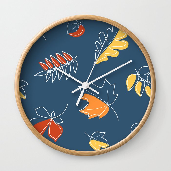 Seamless pattern with autumn leaves Wall Clock