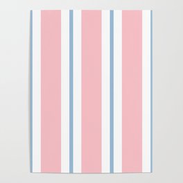 Pink White Blue Stripe On Stripe Poster