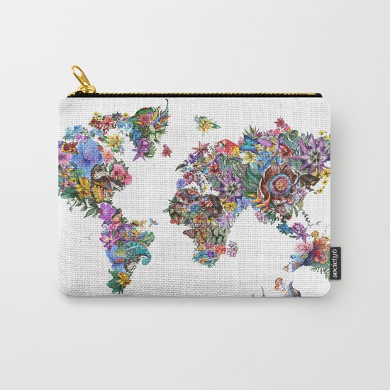 tropical floral world map Carry-All Pouch