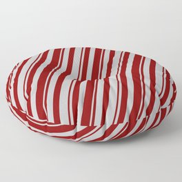 [ Thumbnail: Maroon and Grey Colored Pattern of Stripes Floor Pillow ]