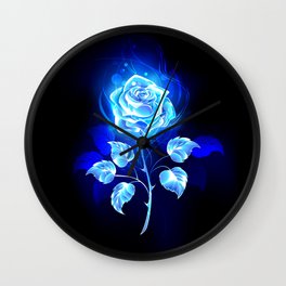 Burning Blue Rose Wall Clock