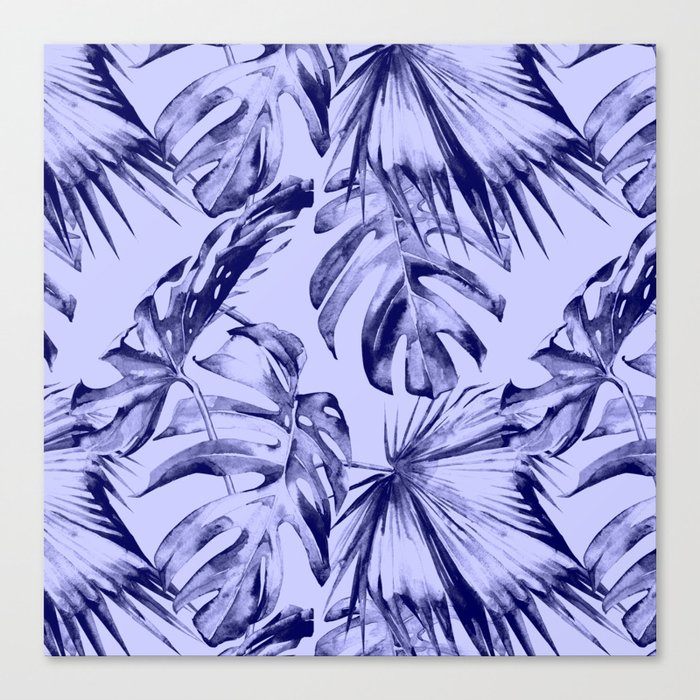 Very Peri 2022 Color Of The Year Violet Blue Periwinkle Tropical Monstera Canvas Print