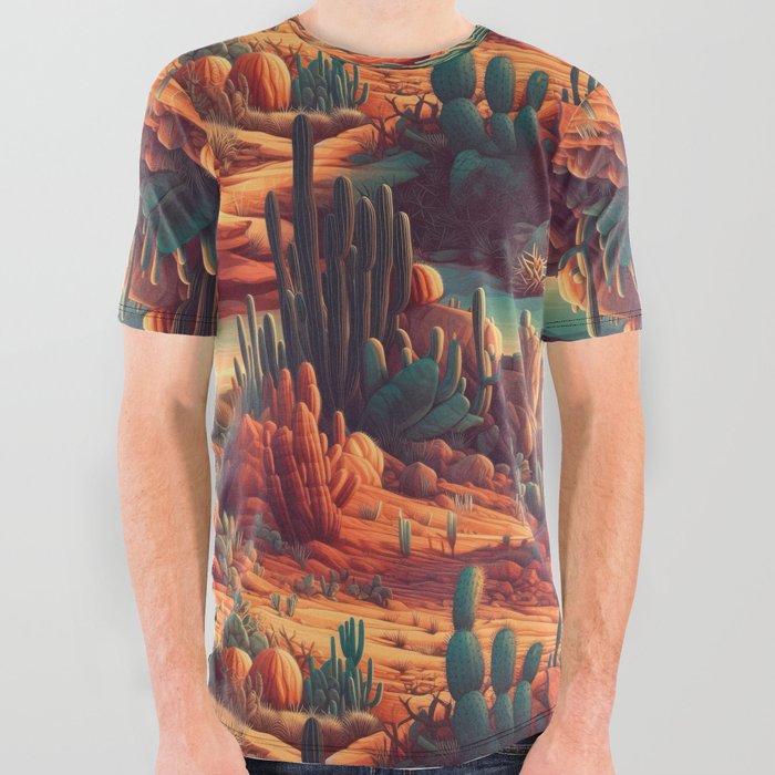 Desert Oasis Seamless Pattern All Over Graphic Tee