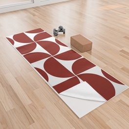 Dark red mid century modern geometric shapes Yoga Towel