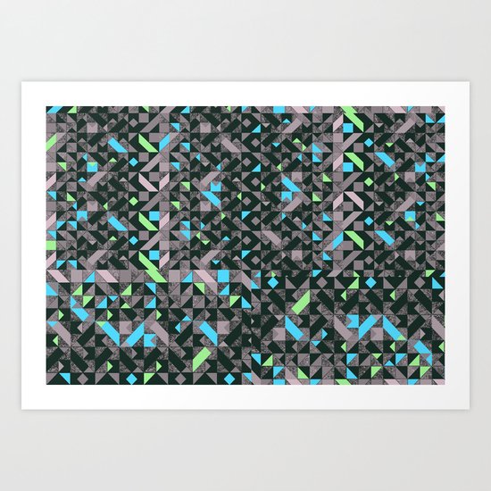 GEOMETRIC GREYS AND BLUES Art Print