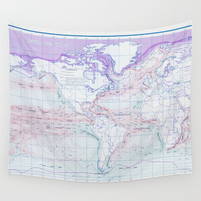 Map of Ocean Currents Wall Tapestry