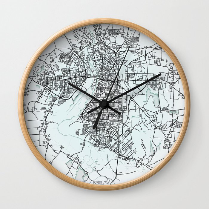 Halle, Germany, White, City, Map Wall Clock