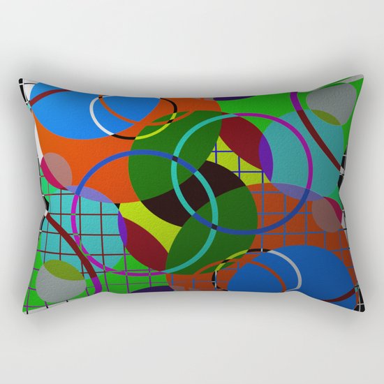 Caged Geometry - Abstract, metallic, geometric, rainbow coloured circles Rectangular Pillow