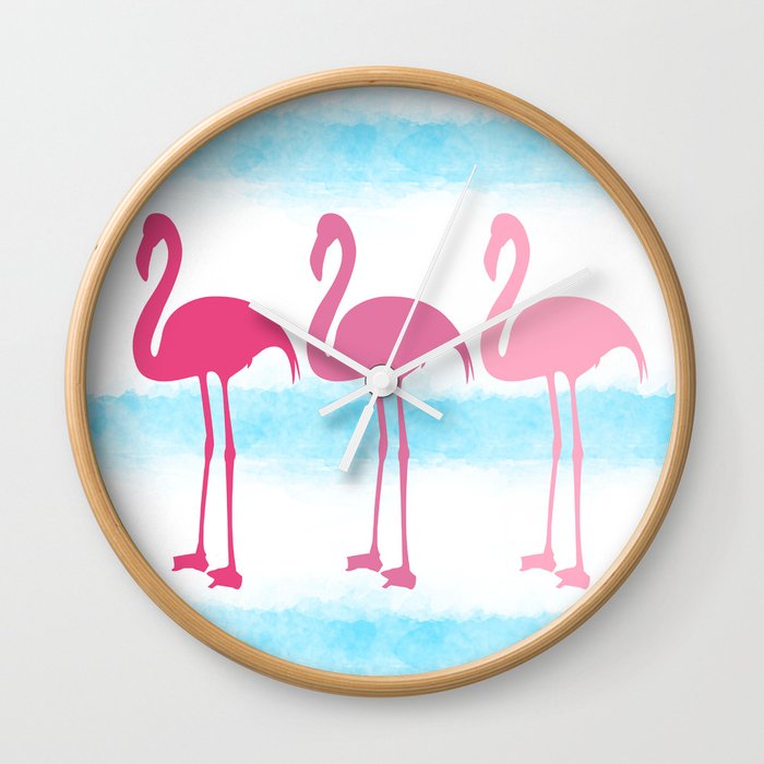 Pink Flamingos Wall Clock