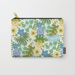 Tropical Blue and Yellow Floral Carry-All Pouch