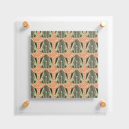 Pale Green Mushroom And Orange Polka Dot Pattern Floating Acrylic Print