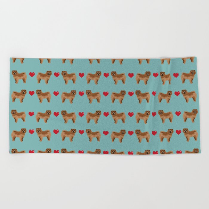 Chow Chow dog breed pure breed valentines day hearts love pet gifts must have doggo pupper lovers Beach Towel
