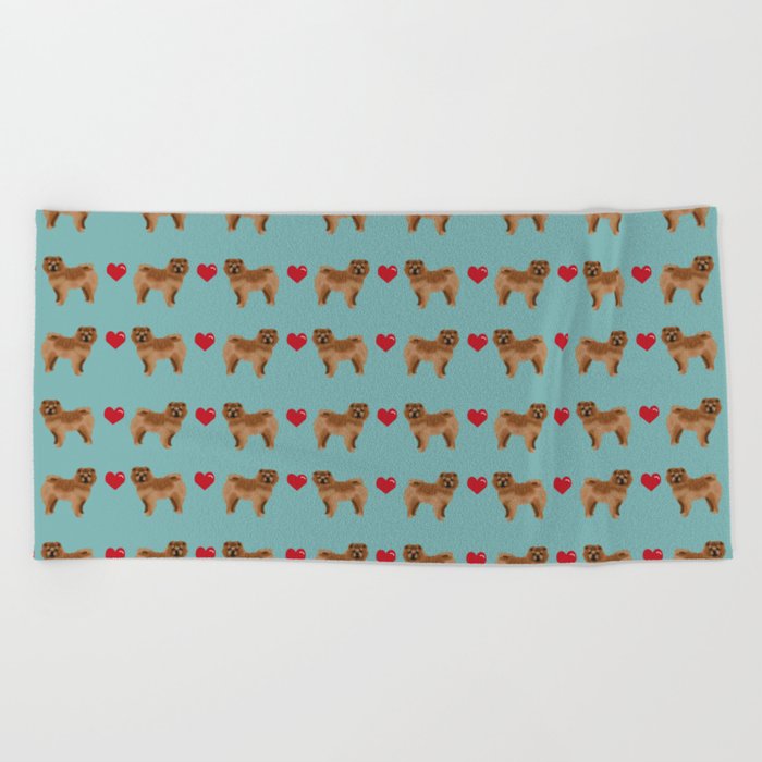 Chow Chow Dog Breed Pure Breed Valentines Day Hearts Love Pet Gifts Must Have Doggo Pupper Lovers Beach Towel