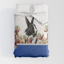 Bunny Rabbit Blue Bathtub - Magnolia Flowers Comforter