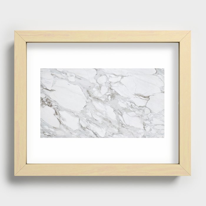 White Marble Recessed Framed Print