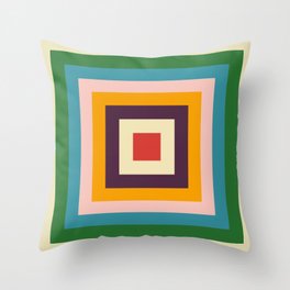Retro Colored Square Space Throw Pillow