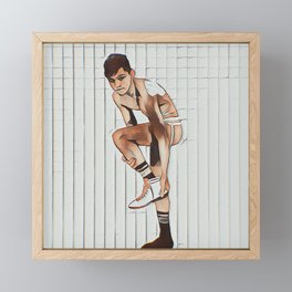 The Locker Room Boy Framed Mini Art Print | Gay, Male Beauty, Queer, Digital, Sketch, Cool, Aesthetic, Art, Contemporary Art, Drawing 