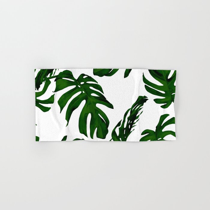 Simply Tropical Palm Leaves In Jungle Green Hand Bath Towel By Followmeinstead Society6