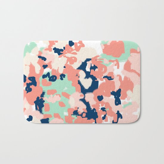 Kiela - abstract painting pattern minimal basic nursery decor home trends colorful art Bath Mat