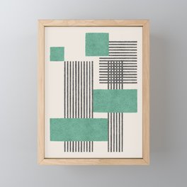 Stripes and Square Green Composition - Abstract Framed Mini Art Print
