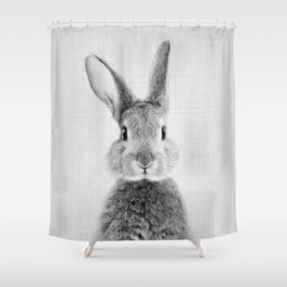 Rabbit - Black & White Shower Curtain
