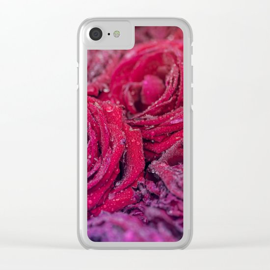 Bed of darkred roses - Red rose bunch Clear iPhone Case