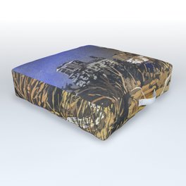 Watercolor painting of skyline of downtown Raleigh, NC at sunrise.  Watercolor painting Raleigh Outdoor Floor Cushion