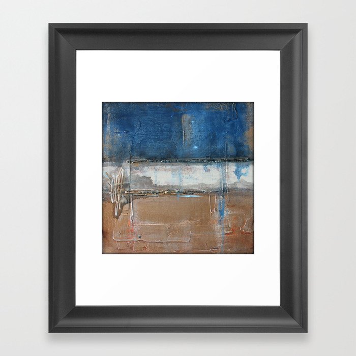 Metallic Square Series II - Navy and Copper Framed Art Print