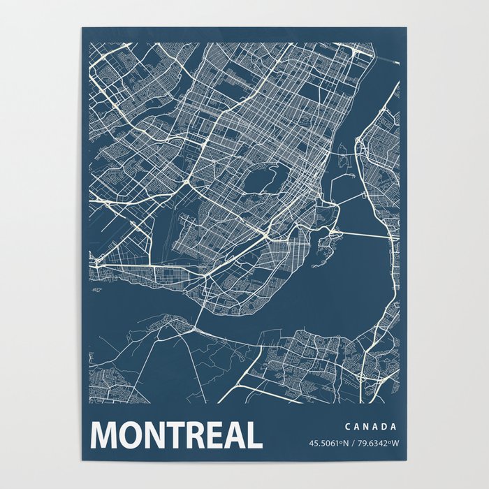 Montreal city cartography Poster