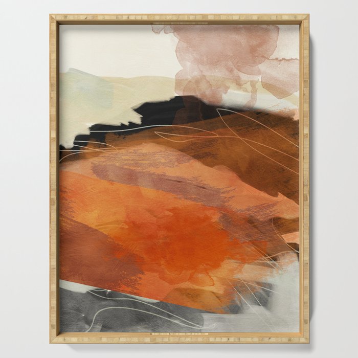 landscape in fall abstract art Serving Tray