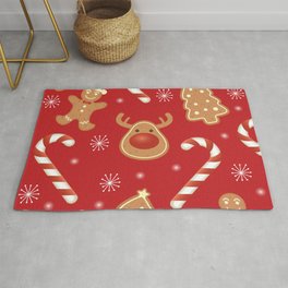 Christmas Pattern Cute Cookie Deer Gingerbread Area & Throw Rug