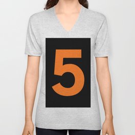 Number 5 (Orange & Black) V Neck T Shirt