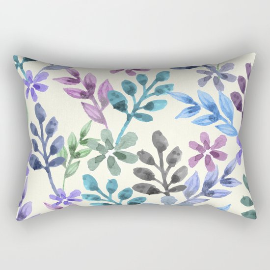 Watercolor Floral Pattern Rectangular Pillow
