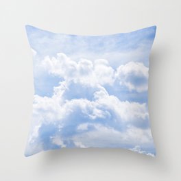 White Clouds in a Bright Blue Sky Throw Pillow