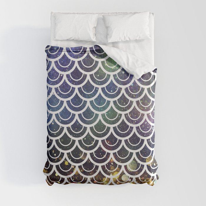 Mermaid Scales Deep Sea Sparkle Duvet Cover